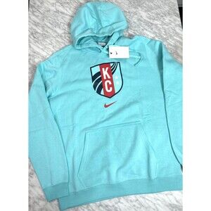 Nike Kansas City KC Current NWSL Teal Club Fleece Hoodie Men's Medium M NEW